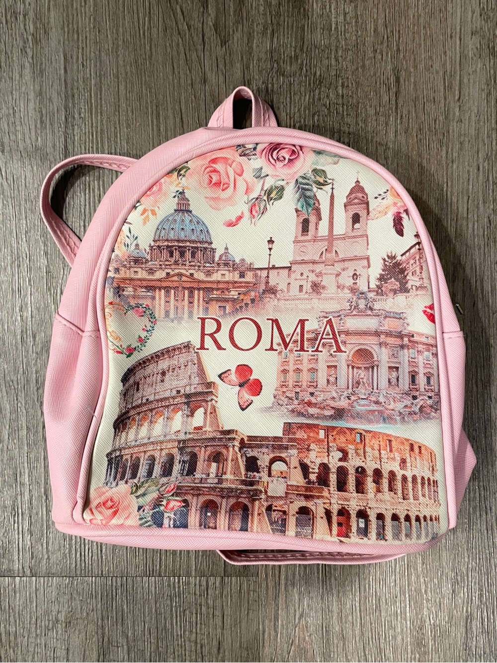 Roma Pink Cityscape Mini Backpack